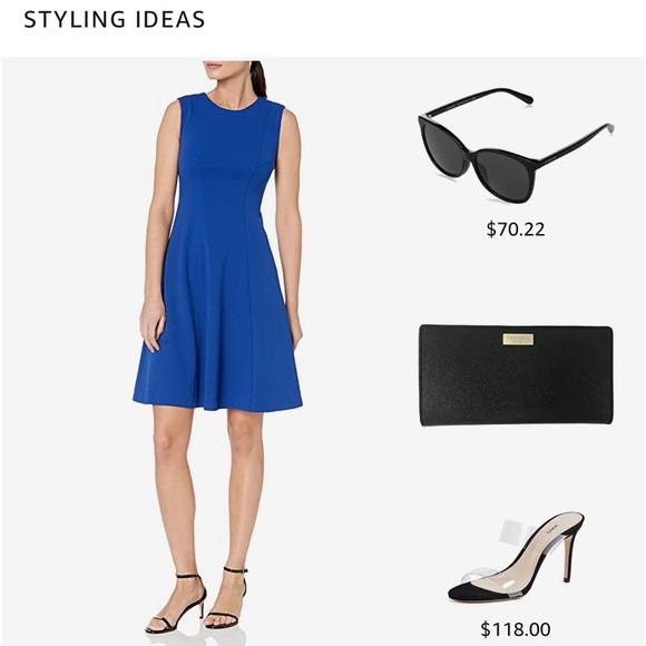 Tommy Hilfiger Sleeveless Fit and Flare Slimming Sapphire Blue Dress zipper back - Picture 12 of 14